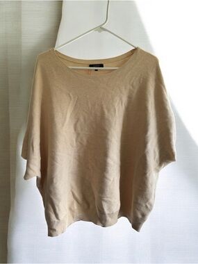 Quince Lightweight Cotton Cashmere Link-Stitch Dolman Sweater -xl